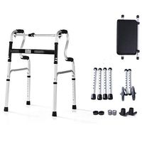 Qucasyl Line 4 in 1 Stand-Assist Folding Walker with Detachable Seat, Trigger Release and 5" Wheels Supports Up to 350 Lbs, Compact Lightweight & Portable
