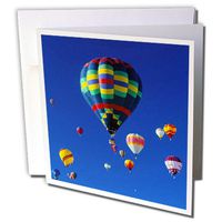 3dRose Hot air baloon scene, blue sky - Greeting Cards, 6 x 6 inches, set of 12 (gc_66308_2)