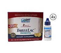 GHT Three Lac Probiotic Natural Lemon Flavor Supplement (3.18 oz) 4 Pack with Oxygen Elements Max Dietary Supplement (1 Bottle)