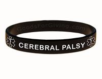 Cerebral Palsy ID Bracelet Wristband - Black - 8 Inches - Standard