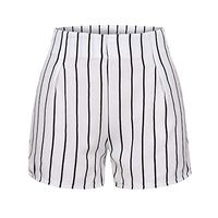 LinqiudD 2019 New Women Stripe Print Zipper Casual Hot Pants Lady Summer Beach Shorts Trousers(White,M)