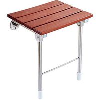 LIAN Shower Stools Foldable Wooden Bath Stools Wall Mounted Shower Seat Stool Change Shoes Stool for Elderly/Disabled Anti-Slip Safety with Stainless Steel Bracket (Max. 160 Kg)