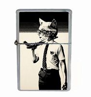Helo Cat Falling Down Funny Flip Top Oil Cigarette Lighter