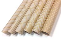 Note Card Cafe Bella Kraft All Occasion Wrapping Paper | 18 Pack | 30 x 120 inch Rolls | Kraft Brown, White | for Birthdays, Weddings, Showers, Gifts, Holidays, Christmas | Recyclable, Biodegradable