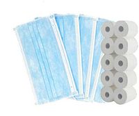 50 PCS Disposable Earloop Face Mask,10 Roll Paper Towel Soft，Non-Woven Dust Filter Face Mask,Thick 3-Ply Medical Masks with Elastic Ear Loop, Strong Kitchen Paper Towels Home