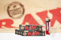 Bundle - 6 Items Raw Black King Size Rolling Papers and Patriot Disposable Lighter