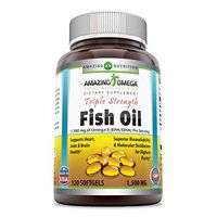 Amazing Omega Triple Strength Fish Oil-1,500 Mg, 120 Softgels (Non GMO,Gluten Free) -Supports Heart, Joint & Brain Health - Superior Bioavailability & Molecular Distillation for Highest Purity