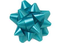 Pack Of 48, Medium Solid Turquoise Star Poly Gift Bows 3-1/2" x 13 Loops Made In Usa