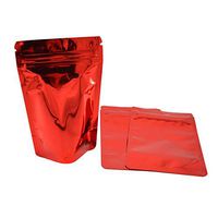 100 Pcs Colorful Stand Up Zip Lock Bags Pouch,Mylar Aluminum Foil Standing Zipper Plastic Pouches Bags Bottom Gusset Pouch Keep Aroma Zip Lock Bags (Red, 8.5x13x2.5 cm(3.35"x5.12"x0.98"))