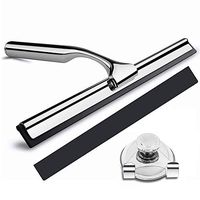 Shower Squeegee,Stainless Steel Squeegee Shower Cleaner Suitable for Bathroom/Kitchen/Car Glass/Mirror,Cleaning Stainless Steel Squeegee Suction Cup Hooks Holder