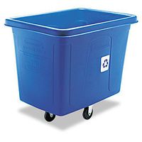 Rubbermaid Commercial 461673BE Recycling Cube Truck, Rectangular, Polyethylene, 500lb Cap, Blue