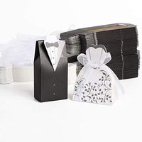 Kingsley 200pcs Candy Box Favors Bride and Groom Wedding Favor Candy Gifts Boxes (100 Bride & 100 Groom)