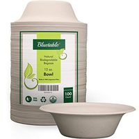 Compostable Bowls 12 Oz, Biodegradable Bowls – Made from 100% Sugarcane, Disposable Eco Friendly bagasse bowls, Natural Disposable Paper Bowls - by Bluetable [100 Pack]