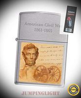 200 Civil War 1861-1865 Abraham Lincoln Full Size Lighter with Flint Pack - Premium Lighter Fluid (Comes Unfilled) - Made in USA!