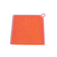 Colorido Household Kitchen Square Shape Silicone Dish Washing Scrubber Cleaning Tool size Medium (Orange)