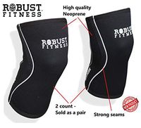 ROBUST FITNESS Knee Sleeves | 1 Pair | Support & Compression for Weightlifting, Power-Lifting & Cross-Training | 5mm Neoprene Sleeve | Women & Men (Black/White, Medium)