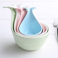 WWSHM Ceramic Whale Tail Shaped 4pieces A Set Of Kitchen Utensils For Dessert Bowl