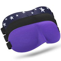 Sleep Mask 3 Pack Night Eye Mask for Sleeping with Adjustable Strap, Comfortable & Soft for Women and Men, Sleeping Aid, 3D Contoured Blindfold for Travel, Shift Work, Blocks Light, Black/Purple/Star