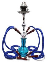 4 hose 22" Blue Hookah shisha nargila bar smoking pipe glass water Vase new