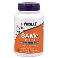 NOW Supplements, SAMe (S-Adenosyl-L-Methionine)200 mg, Nervous System Support*, 120 Veg Capsules