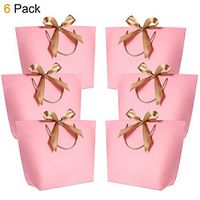 Gift Bags with Handles- WantGor 15.8x11x4.7inch Paper Party Favor Bag Bulk with Bow Ribbon for Birthday Wedding/Bridesmaid Celebration Present Classrooms Holiday(Pink, Extra Large- 6 Pack)