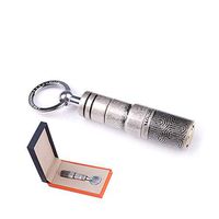 Cigar Punch – Copper Vintage Silver Engraved - Zig-Zag Ripple Carving - 2 Size Blades - Retractable and Screw Out Punch - Gift Box Included - Smoking Accessories - Portable for Outdoor Use