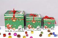 Christmas Nesting Gift Boxes w. Lids (3 Pcs) Easy to Assemble & Reusable.Square Gift Boxes for Candy, Treats,Presents, 3 Assorted Sizes, 6/8/10 inch for Holiday Decorative Wrapping(Green)