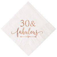 Crisky 30 and Fabulous Cocktail Napkins Rose Gold for Women 30th Birthday Decorations, 30th Birthday Bevergae Dessert Table Supplies, 50Pcs, 3-Ply