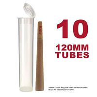 120MM Clear Doob Tubes | 10 Pack | Waterproof Airtight and Smell Proof Vial Container | Child Resistant with Squeeze Pop Tops | BPA-Free | Ideal for Storing King Size Pre Rolled Raw Cones