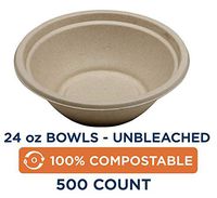 World Centric BO-SC-U24 100% Compostable Unbleached Plant Fiber Bowl, 24 oz. (Pack of 500)