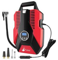 Foseal Portable Air Compressor Pump, 12V DC Digital Tire Inflator 150 PSI Auto Shut-off Easy to Use Tire Pump with Emergency Led Light & Long Cable for Car Motorcycle Bicycle/Schrader Tires Balls-Red