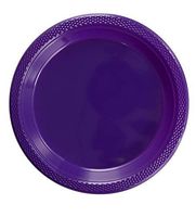 Exquisite 7 Inch. Purple Plastic Dessert/Salad Plates - Solid Color Disposable Plates - 50 Count