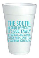 Foam Cups Set of 20 - The South in Order of Priority It's God Family & Football