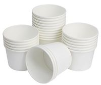 25 Count Disposable Hot and Cold Food Storage Paper Containers, Durable Ice Cream Cups for Frozen Desserts, Hot Soups, or Any Food You Desire (16 Ounce, White)