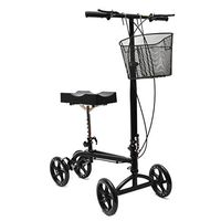 Clevr Medical Foldable Adjustable Steerable Knee Walker Scooter with Dual Brake System & Basket for Foot Injuries or Surgery, Alternative to Crutches, Black