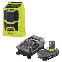 Ryobi P742 18V Cordless Compact AM/FM Radio w/Wireless Bluetooth Technology with Charger and Lithium-ion Battery (P163) 8-Volt ONE+ 2.0 Ah Battery