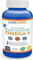 Omega 3 Fish Oil Wild Caught Triple Strength 2500mg / 860mg EPA / 650mg DHA (180 Softgels) Burpless Non-GMO Verified Sustainably Sourced Natural Supplement Pills