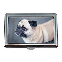 Cigarette Holder Case,Animal Dog Leash Pet Pug Canine,Business Card Holder Business Card Case Stainless