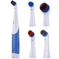 Electric Cleaning Brush Super Sonic Scrubber with 4 Brush Heads For Household All Purpose (4 Brush Head-blue)