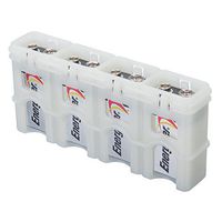 Storacell by Powerpax SlimLine 9V Battery Caddy, Glow-in-the-Dark Moonshine, Holds 4 Batteries