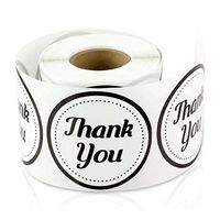 TUCO DEALS 2 Inch Round - Thank You Gift Decorative Envelope Sealing Lables Stickers (Black/White, 10 Rolls Per Pack)