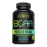 Zhou Nutrition Muscle BCAAÂ™ - Branched Chain Amino Acids with Optimal 2:1:1 Ratio - Build Muscle, Improve Recovery and Increase Endurance, 120 BCAA Capsules.
