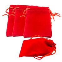 MagiDeal 50Pcs Mini Soft Rectangle Velvet Drawstring Pouch Wedding Favor Pouch/Xmas Gift Bag Jewelry Sack 5x7cm - Red