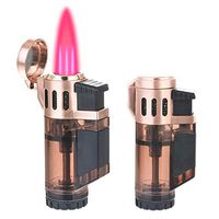 Torch Lighter, Cigar Lighters, 2 Pack Triple Jet Flame Butane Lighters,Windproof Fluid Refillable 3 Flame Torch Lighters - Butane Not Included