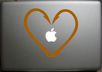 FISH HOOKS HEART Love Fishing (Gold 4") Vinyl Decal Sticker for Car Automobile Window Wall Laptop Notebook Etc.... Any Smooth Surface Such As Windows Bumpers