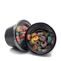 GOLDEN APPLE, 4-Ounce Black Plastic Jello Shot Souffle Cups with Clear Lids, Sampling Cup (50 Sets)