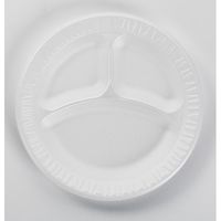 9" 3 Compartments Non-Laminated Foam Plastic Round Plates in White