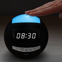 OnLyee Bluetooth Alarm Clock - AM FM Radio, AUX-in, Speaker, Dimmer, Dual USB Charging Ports, 7-Color LED Night Light - for Heavy Sleeper, Bedrooms, Desk, Kitchen, Kids (Black)