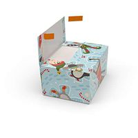 Cloaked Box - Easy Gift Wrapping Kit Includes Peel & Stick Wrapping Paper, Box, Tissues, Ribbon, and Card - Santa and Friends, Small (7 x 5 x 3.5 inches)