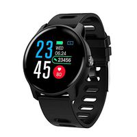 elecfan Fitness Tracker Smart Watch Smart Bracelet Heart Rate Blood Pressure Monitoring IP68 Waterproof Fitness Activity Tracker Sport Smart Bracelet 1.3 Inch Tempered Glass Screen (Black)